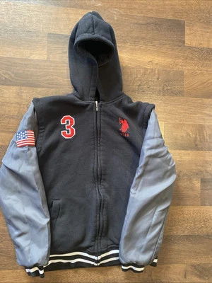 Chaqueta Ralph Lauren US Polo Association USPA Logo Grande Negra Talla 14/16 Varsity Foto 1 de 4