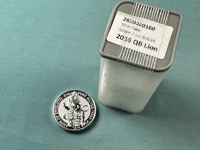 Rollo de 10 piezas de monedas de plata 2016 León de Inglaterra Reino Unido Bestia de la Reina 2 oz Foto 1 de 3