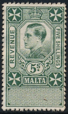 MALTA 1936, KEVIII, 5/ VALUE, NICE FALSE, FAUX ESSAY MINT STAMP. #D184 - Image 1 of 2