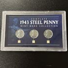 1943 P D S Lincoln Wheat Cent Steel Penny 3 Coin Set Very Nice Looking Coins 