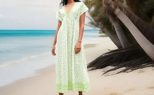 NWTZARA EMBROIDERED RUSTIC MIDI DRESS WITH SHORT SLEEVES - Picture 1 of 5