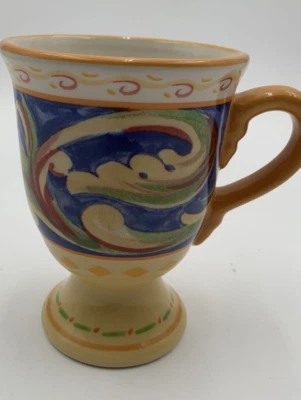 Pfaltzgraff Villa Della Luna Brown Pedestal Mug Cup Floral - Image 1 of 4