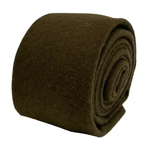 Corbata de lana de diseñador Frederick Thomas para hombre - caqui ejército verde oliva - lisa delgada - Imagen 1 de 4