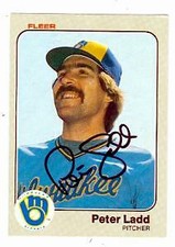 Pete Ladd autographed baseball card (Milwaukee Brewers) 1983 Fleer #37