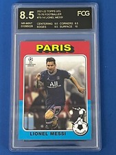 2021-22 Topps UCL Lionel Messi 1975-76 Topps Footballers Throwback Graded 8.5
