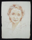 Daniel Fretilliere Portrait Of Young Woman 1975 Drawing Original Pastels 42 Cm