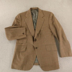 VTG Hopsack Jacket S Brown Gun Club Check Houndstooth 100% Wool Blazer 38S - Picture 1 of 15
