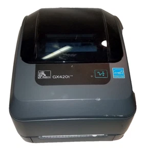 Zebra GX420t Direct Thermal Transfer Label Printer Black NO AC POWER ADAPTER - Afbeelding 1 van 5