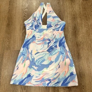 French Connection Dalia Crossover Dress US 6 Watercolor Retro Y2K Vacation Mini - Picture 1 of 9