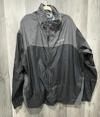 Columbia Mens 4X Glennaker Lake Windbreaker Jacket Black Gray Rain Hood - Image 1 of 4