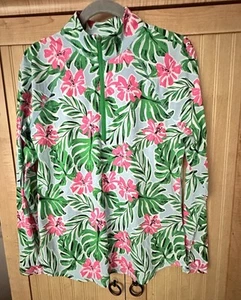 Jofit Women's Golf Tennis Ditsy Floral Quarter Zip Long Sleeve Pullover Size M - Picture 1 of 5