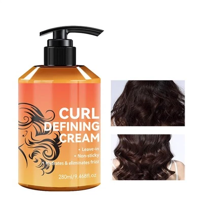 Crema para cabello rizado 280 ml crema potenciadora de rizos de cabello ondulado loción de larga duración  Foto 1 de 4