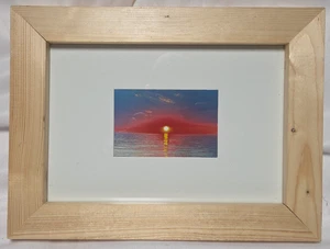 Fotografía enmarcada en madera de 16"W x 12"H del amanecer en el lago Huron - Imagen 1 de 3