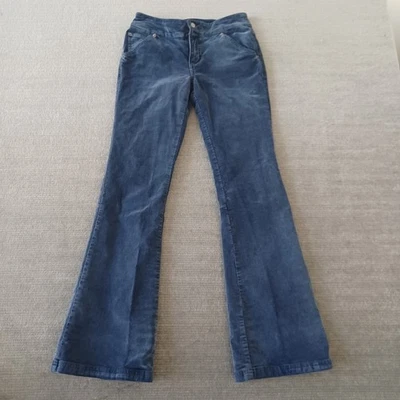 Y2K Guess Corduroy Pants Womens 26 Blue Flared Leg Stretch Low Rise Spice Girls - Image 1 of 4