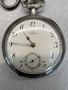Omega Grand Prix 1900 Orologio Da taschino Vintage In Argento - Imagen 1 de 7