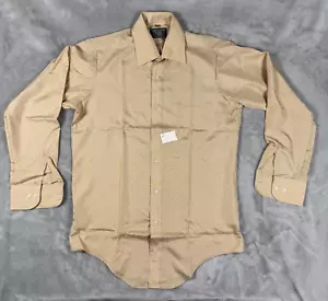 New Old Vintage 70s Van Heusen Super Silk Tan Disco Button Up Shirt Mens Large - Picture 1 of 11