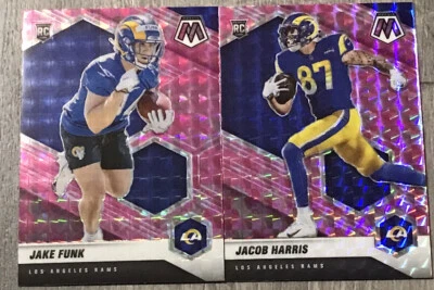 Jacob Harris Jake Funk 2021 Panini Mosaic Pink Camo Prizm RC Los Angeles Rams - Image 1 of 2