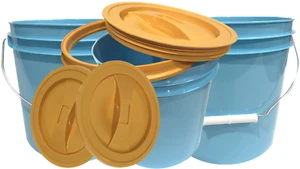 2 Gallon White Food Grade Bucket Pail with Screw on Lid Aqua color (Pack of 3) - Picture 1 of 8