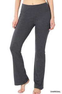 ZENANA Premium Cotton Fold Over Yoga Flare Pants - Picture 1 of 2