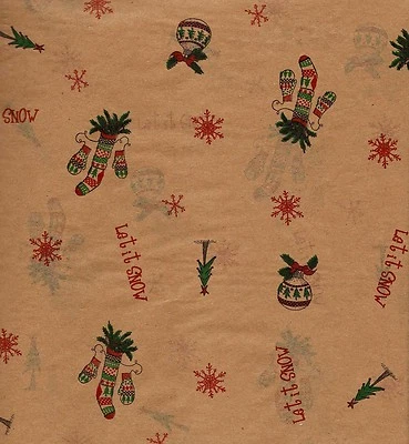 LET IT SNOW Primitive Stockings / Bulbs Christmas Tissue Paper #415 ~ 10 Sheets - Image 1 of 2