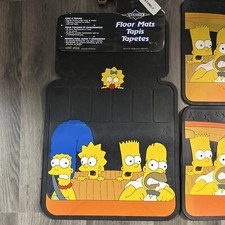 The Simpsons set of 4 rubber car floor mats -NEW ON CARD- RARE! 2002