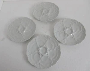4er Set Austern Teller Porzellan weiß Germany Hutchenreuther Vintage Meeresfrüchte - Bild 1 von 4