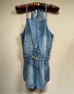 AG-ED Adriano Goldschmied Kids Denim Sleeveless Romper Size Medium Blue New - Picture 1 of 9