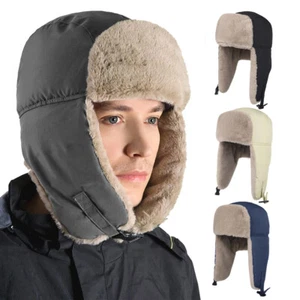 Windproof Coldproof Faux Fur Ushanka Russian Hat Winter Waterproof Ear Flaps Hat - Picture 1 of 48