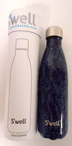 S’Well Vacuum Insulated Stainless Steel Bottle 17 oz. Black Boa Free Shipping - Picture 1 of 3