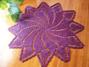 New Hand Crocheted Purple Pinwheel 17" Doily - Picture 1 of 1
