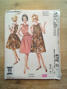 6712 Original 1960's Quickie Tie Neck Dress Size 14 B34 McCalls Sewing Pattern - Picture 1 of 2