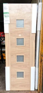 Oak Iseo 4 Light Obscure/Satin/Frosted Glazed Internal Doors 35mm - Picture 1 of 9