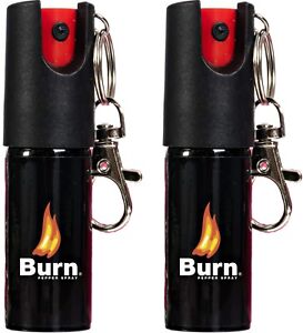 2 BURN Pepper Spray .50oz Unit Safety Lock Personal Defense Protection 2 Pack
