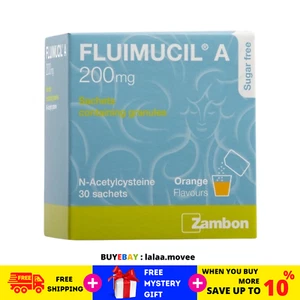 Fluimucil A 200mg 30 Sachets Granules Clear Phlegm Orange Flavor FREE SHIP - Picture 1 of 4