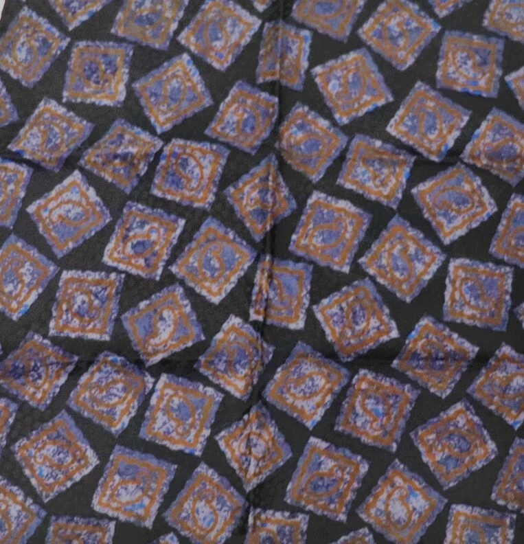 New SANTOSTEFANO Black Blue Brown 12" Silk Pocket Square Handkerchief NWT $150 - Image 1 of 1