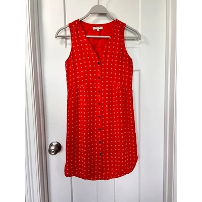 Vestido para mujer Madewell Odette floral con botones de seda sin mangas rojo talla XS Foto 1 de 4