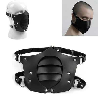 Máscara de Halloween ajustável couro ecológico cosplay punk steampunk rosto inteiro adereço de festa - Imagem 1 de 4