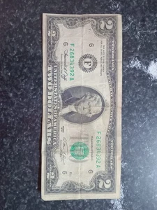 Two Dollar Bill Federal Reserve Error Miscut Misaligned $2 note - Picture 1 of 2