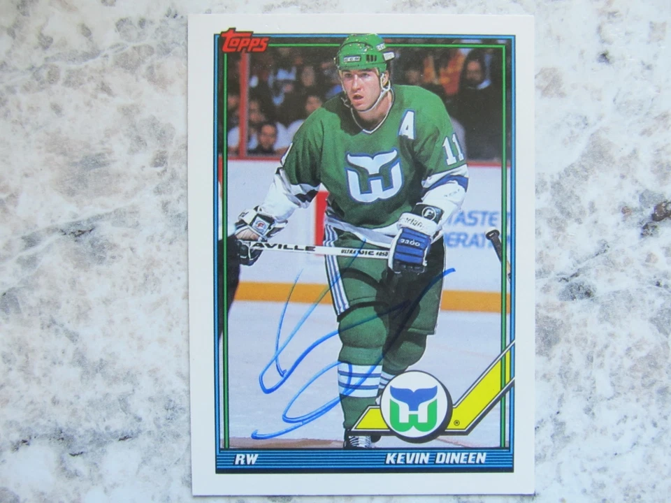 Hartford Whalers Kevin Dineen Firmado Autografiado 1991-92 Topps Como Nuevo Foto 1 de 1