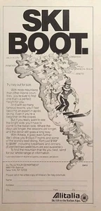 Alitalia Italia Bota de Esquí Montañas Alpinas De Colección Experto Pistas Impresión Anuncio 1981 - Imagen 1 de 4