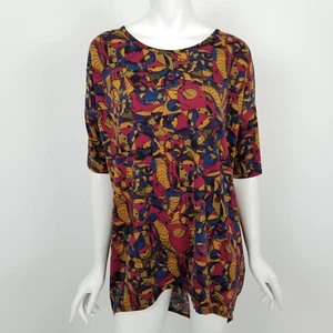  Lulaore Irma Tunic Top Womens Size Medium Red Yellow Blue Abstract Print NWT - Picture 1 of 6
