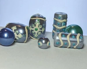 Glass Beads for Jewelry Making Tube Pearl Bead Blue Snowflake Frozen DIY 20 pcs - Picture 1 of 7