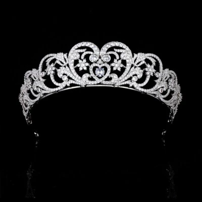 Luxury All CZ Cubic Zirconia Classical Queen Princess Tiara Crown For Women - Image 1 of 4
