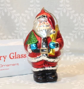 VTG Dept 56-77445 HandBlown Mercury Glass Santa Christmas Ornament Figurine 10" - Imagen 1 de 7
