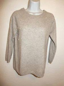 SUÉTER FLOOMINGDALE'S 100% GRIS CACHEMIRA CUELLO REDONDO 3/4 MANGAS RAGLAN S - Imagen 1 de 12
