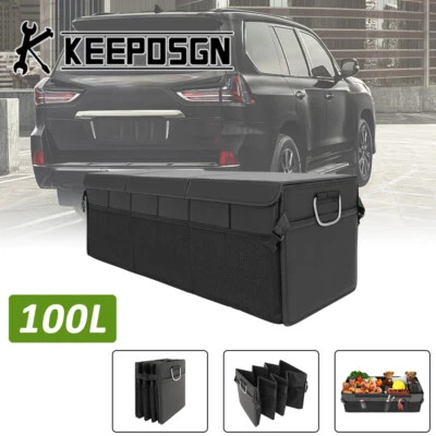 For Lexus Leather SUV Car Rear Trunk Storage Box Organizer Large Bag Collapsible - Image 1 of 4