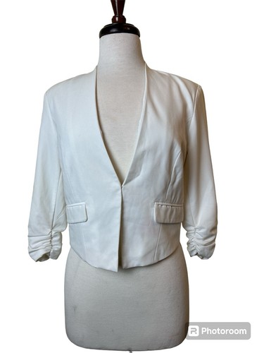 OFF WHITE Amisu Giacca Bolero Donna Taglia 10 EU 40 Off White Pizzo Maniche 3 4 Romantico