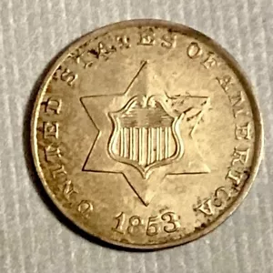 1853 Three Cents Silver 3c cd - - Picture 1 of 2