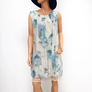 Tempo Paris Blue & Cream Floral Romantic Dress - Picture 1 of 11