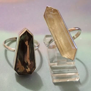 Anillos de plata de ley con topacio ahumado y cristal talla 11 2 16,0 g - Imagen 1 de 9